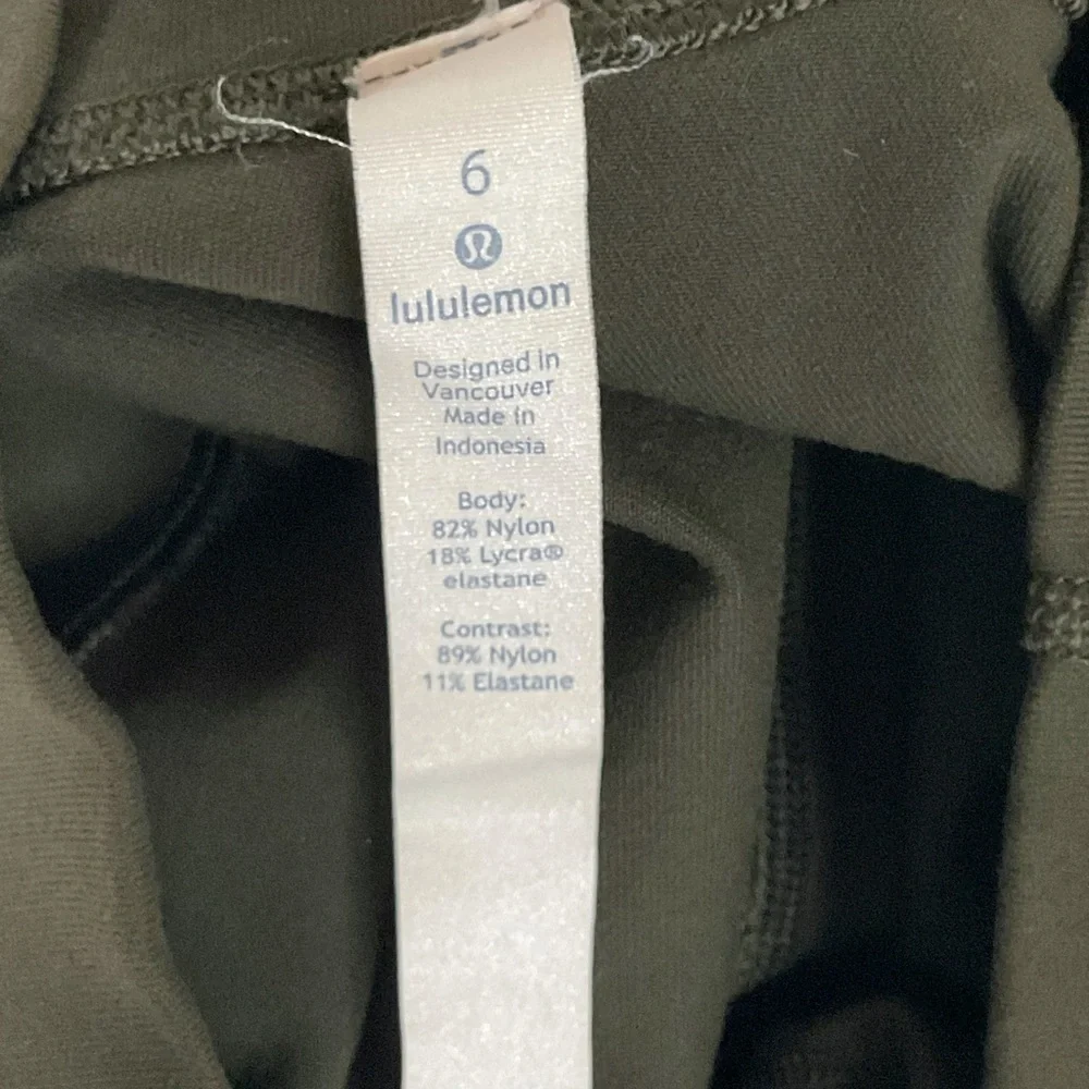 Lululemon High Times Leggings Crop Tech Mesh Tights Olive Green Sz 6    88